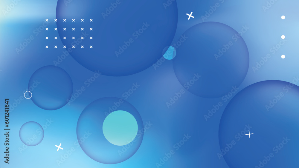 Abstract trendy blue defocused gradient flowing geometric circle pattern background texture for poster cover design. Minimal color gradient banner template. For brochure, website page template	
