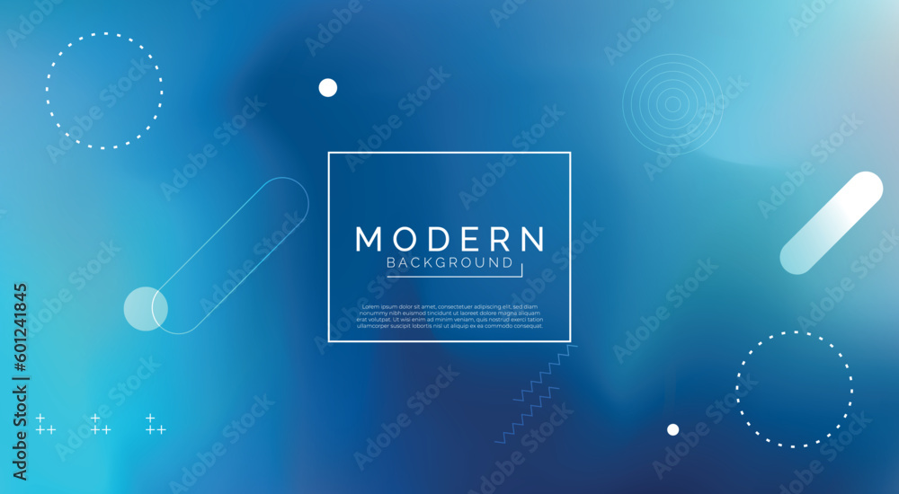 Abstract trendy blue defocused gradient flowing geometric circle pattern background texture for poster cover design. Minimal color gradient banner template. For brochure, website page template	
