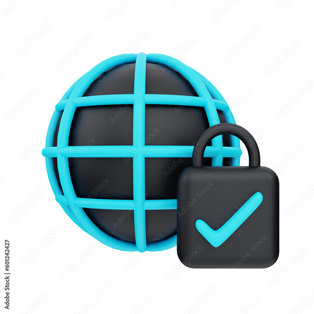 3d illustration secured network object. 3d illustration secured network object.
