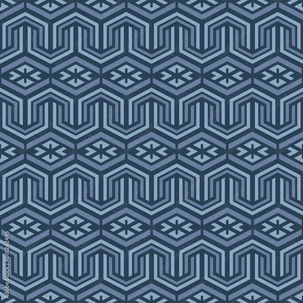 Japanese Zigzag Diamond Mesh Vector Seamless Pattern