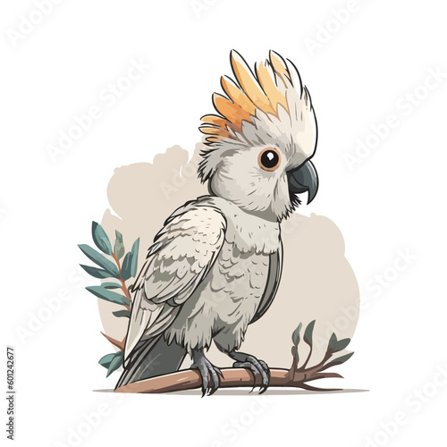 vector cute cockatoo cartoon style