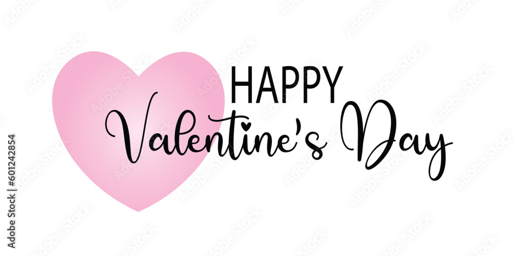 Happy Valentines Day Typographic Lettering isolated on white Background With Pink Heart and Arrow Vector Illustration of a Valentine's Day Card. Happy Valentines Day Typographic Lettering isolated on white Background With Pink Heart and Arrow Vector Illustration of a Valentine's Day Card.