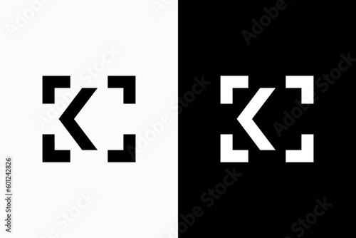 letter k with focus logo vector premium design