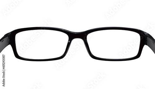 Black eyeglasses frames from personal perspective isolated cutout on transparent