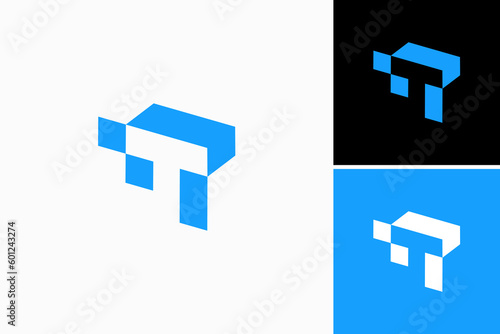 initial letter pixel t logo vector premium design