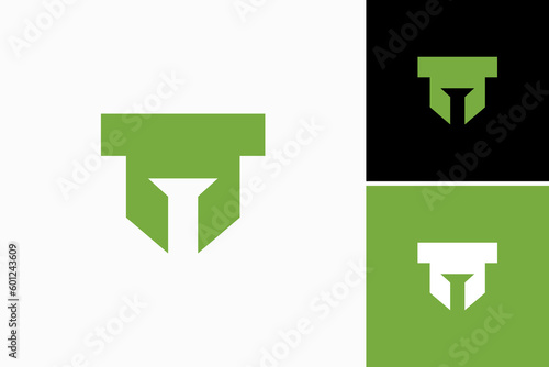 letter T with screw logo vector premium design