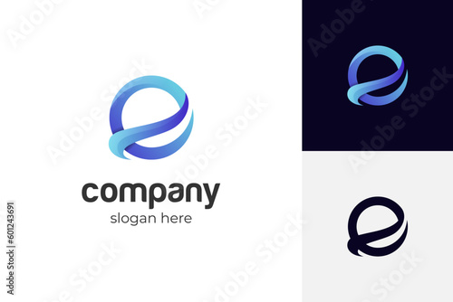 abstract letter e circle Wave logo icon design, graphic element illustration