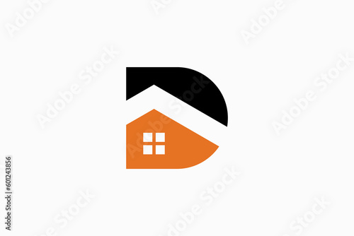 initial letter d with home logo vector premium design