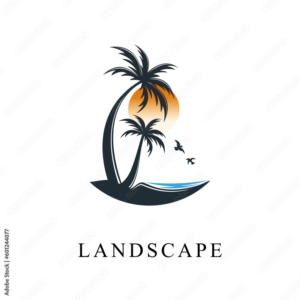 landscape logo design isolated white background. landscape simple Logo symbol vector illustration