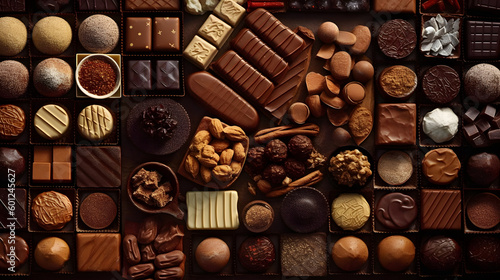 色々な種類の沢山のチョコレート