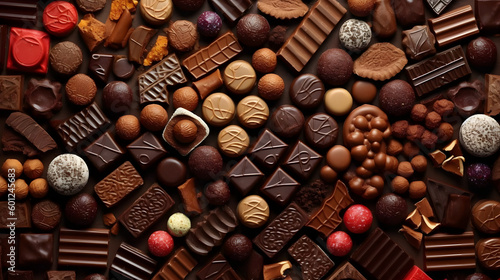 色々な種類の沢山のチョコレート