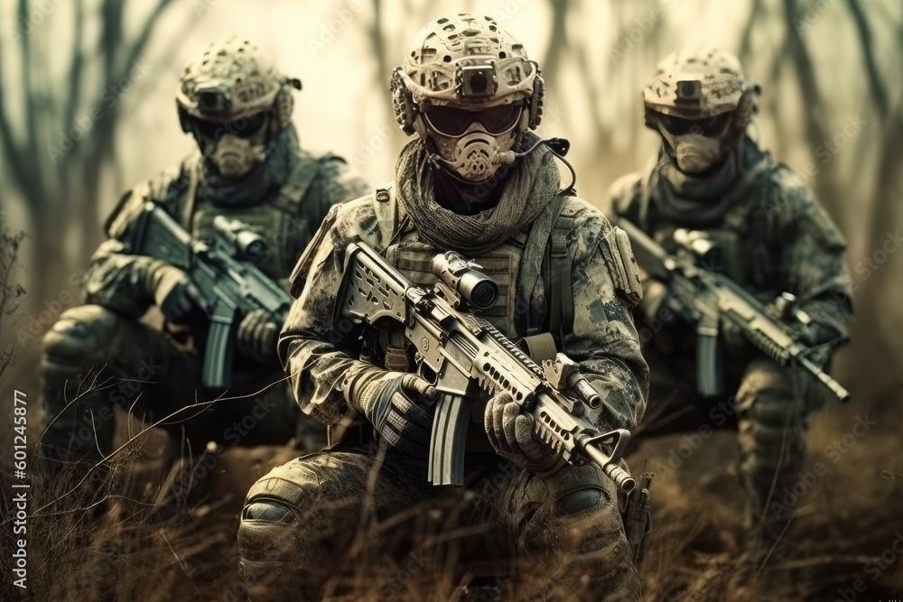 soldiers in camouflage, Generative Ai image