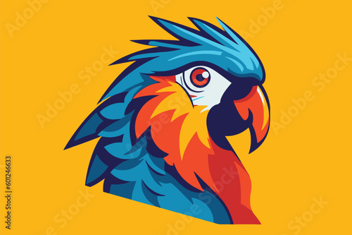 blue and yellow parrot mascot logo © AA