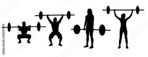 Vector weightlifting silhouette, icon