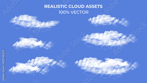 Realistic vector clouds assets for digital art