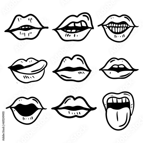 Hand Drawn Lips Pose Vector
