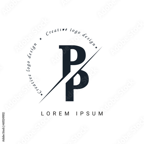 PP Letter Logo Design with a Creative Cut. Creative logo design photo