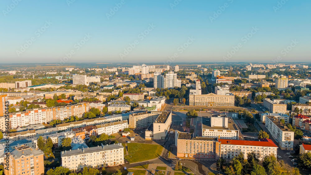 Oryol, Russia. Government of the Oryol region. Lenin Square. History center. View of the city from the air, Aerial View