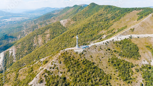 Gelendzhik, Russia. Markoth park. Worship cross, Aerial View photo