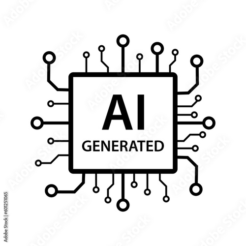 Artificial intelligence generated icon vector AI sign for graphic design, logo, website, social media, mobile app, UI illustration.