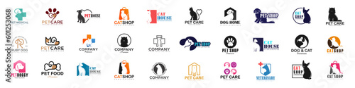 Dog Cat Pet Shop icon set Vector Logo design .This logo could be use as logo of pet shop, pet clinic