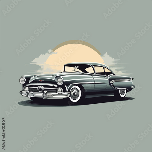 Vintage retro classic car vector logo badge illustration