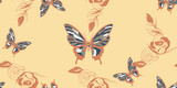 Seamless pattern with butterflies decorative element on various surfaces such as fabric, wallpaper, stationery, and more