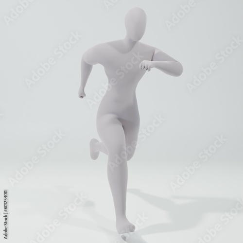 3d illustration of man running on white background. 3d rendering of human people character. 3d businessman character render.