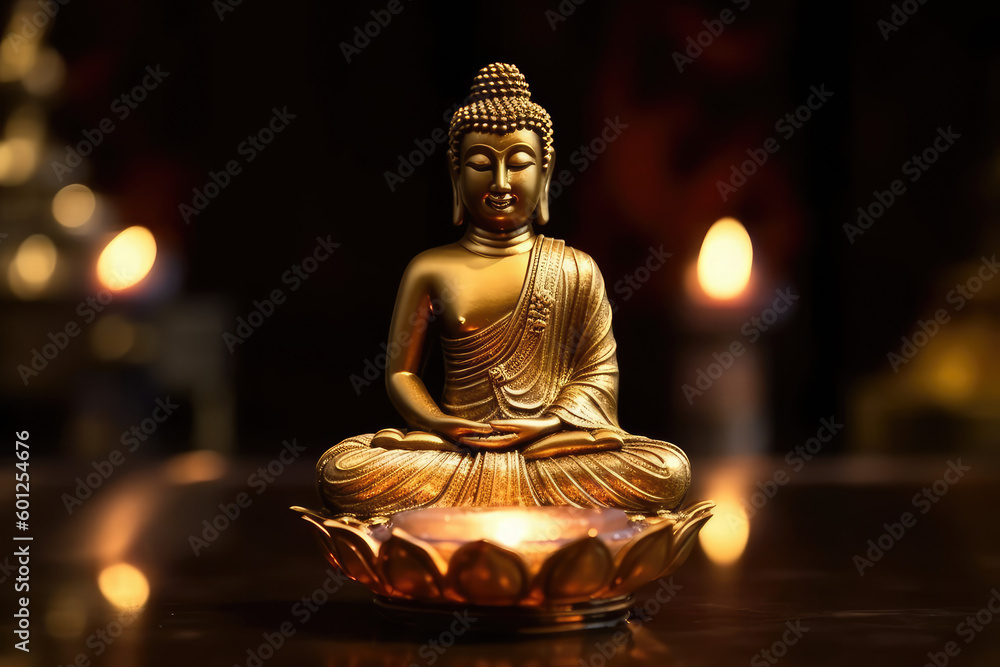 Buddha mediate on lotus, enlightenment, generative AI