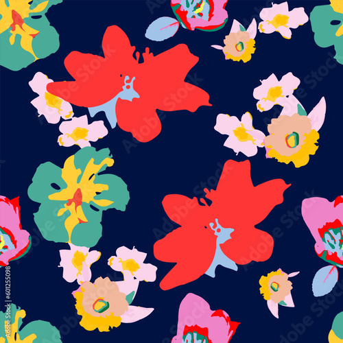 Floral seamless pattern with abstract big flowers.