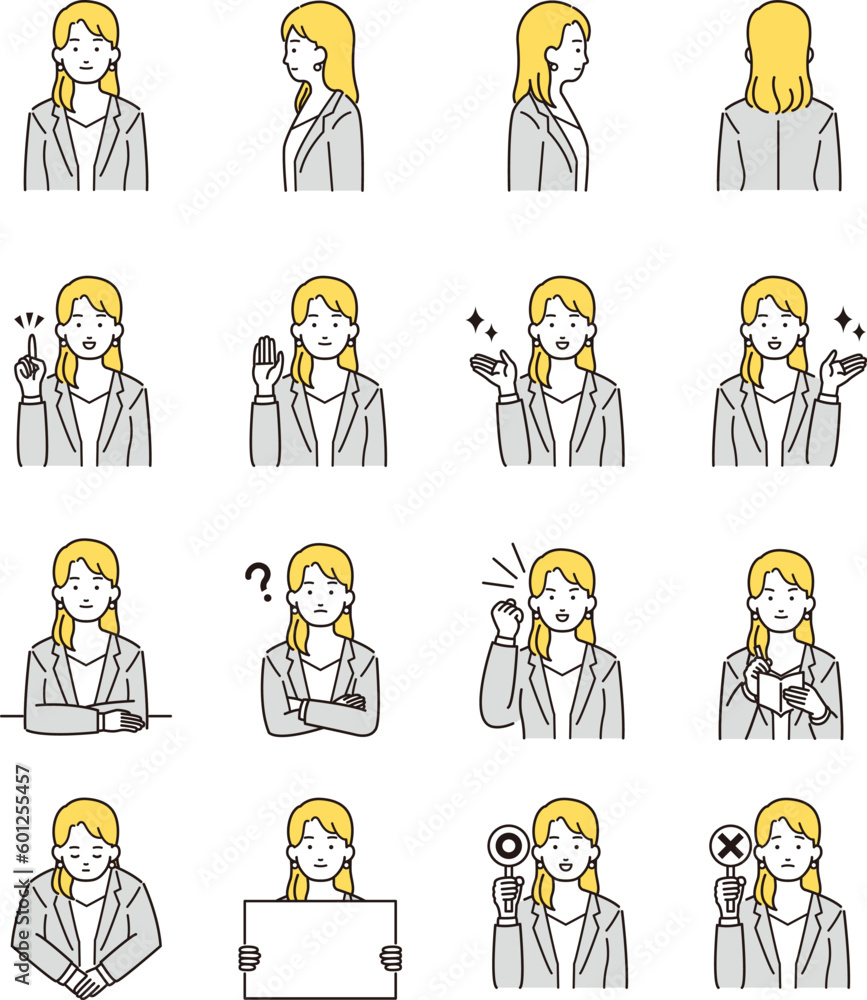 シンプルな人物イラスト　スーツの女性