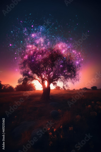 tree at sunset