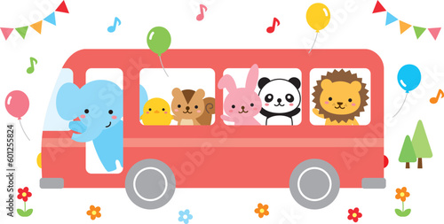 幼稚園などのかわいい動物バス