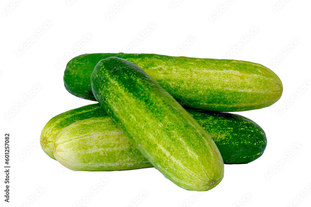 Four cucumbers for fresh vegetables, in a stack composition Four cucumbers for fresh vegetables, in a stack composition