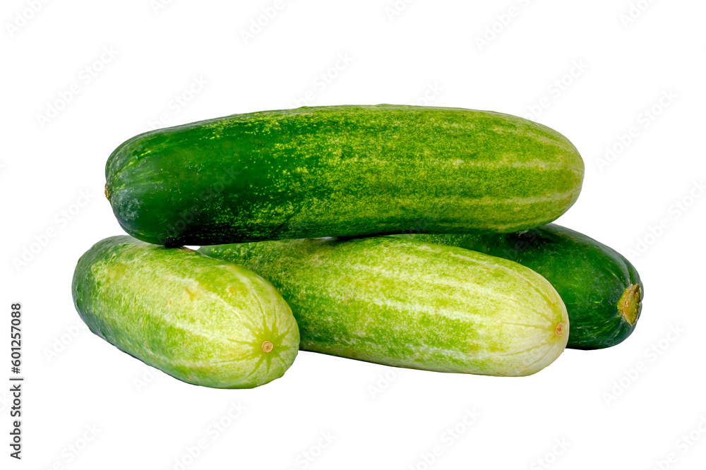 Four cucumbers for greens, in a stack composition Four cucumbers for greens, in a stack composition