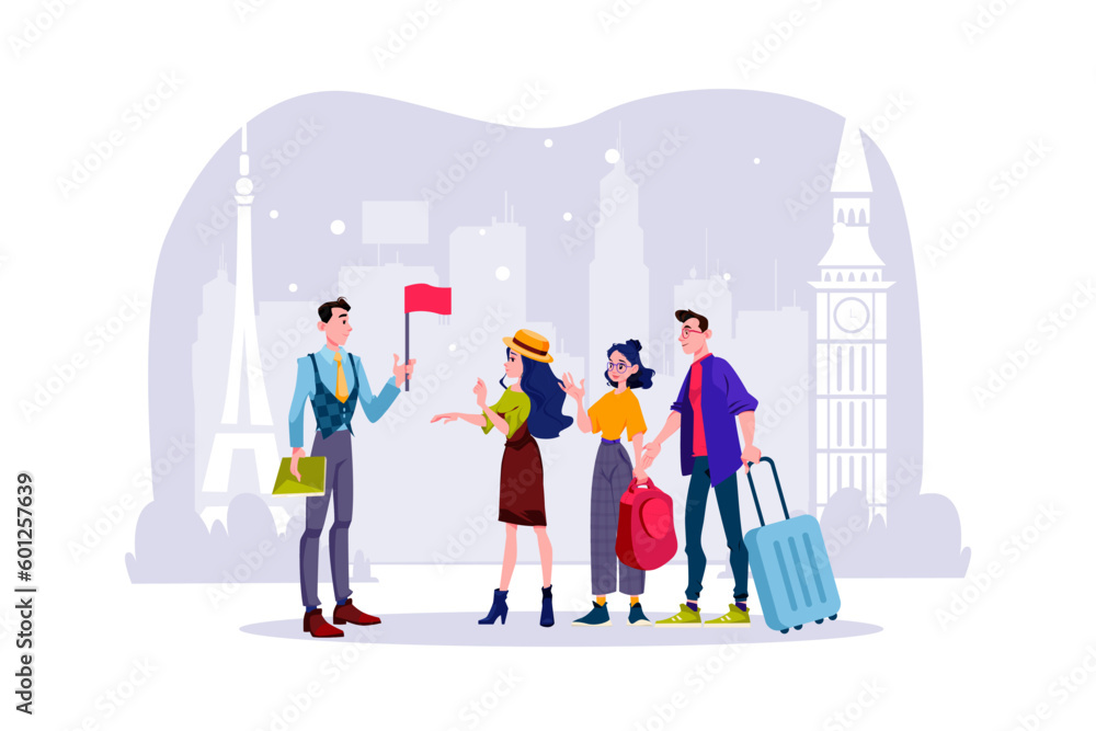People are joining a sightseeing tour People are joining a sightseeing tour