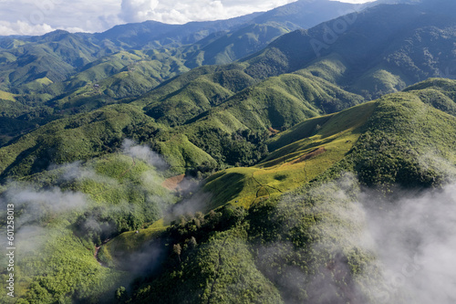 Top view Landscape of Morning Mist with Mountain Layer at Sapan nan thailand photo