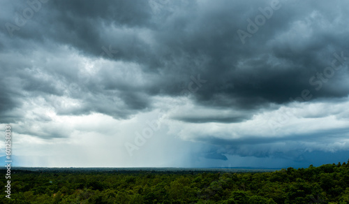 Storm clouds with the rain. Nature Environment Dark huge cloud sky black stormy cloud