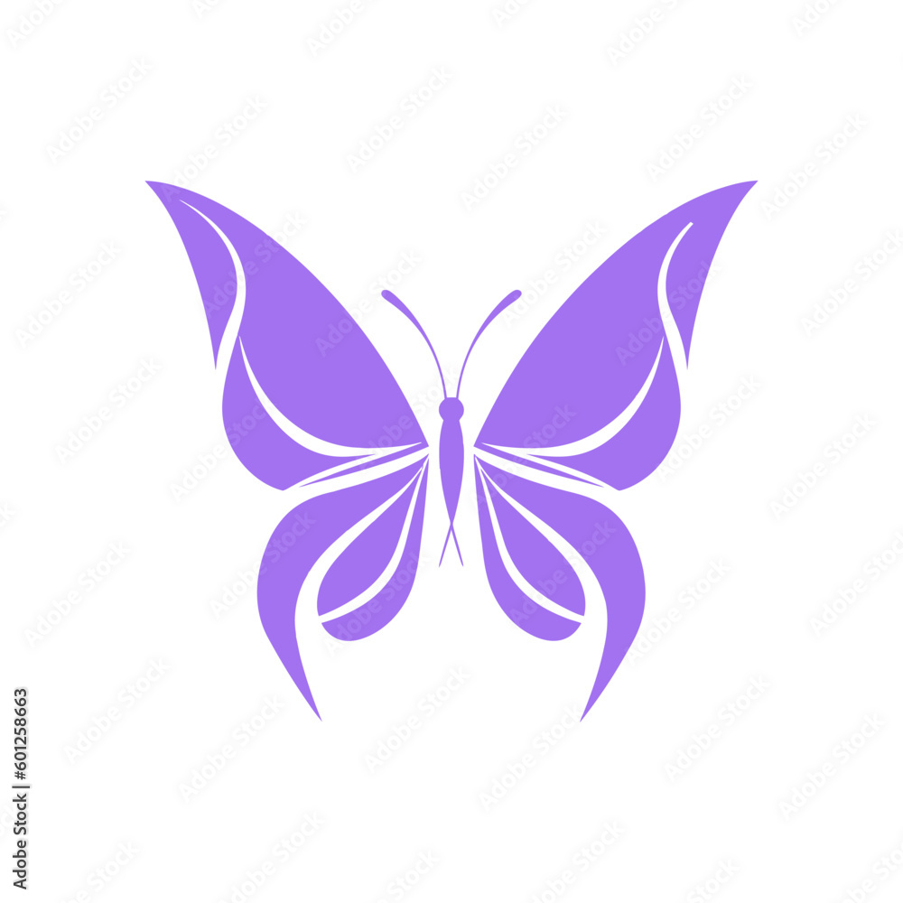 Butterfly icon. Silhouette design. Purple butterfly vector illustration