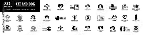 Dog Cat Pet Shop icon set Vector Logo design .This logo could be use as logo of pet shop, pet clinic