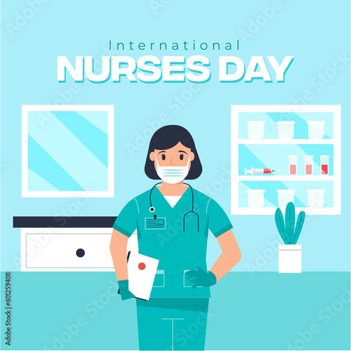 Printset of international nurses day templates. Happy nurses day concept and health medicine concept. Thank you for the blue background nurses.