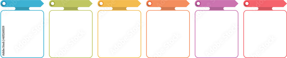 Infographic template with six elements with arrows and place for your text and icons Infographic template with six elements with arrows and place for your text and icons