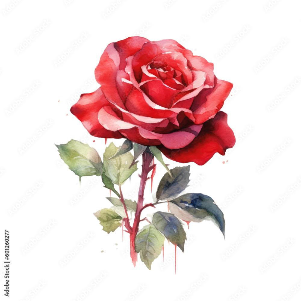 Red rose. Watercolor illustration Red rose. Watercolor illustration