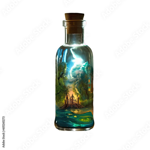 Magic potion in a bottle with magic elixir