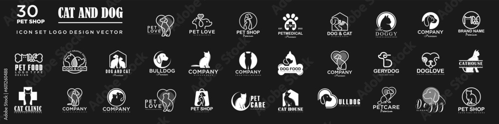 Dog Cat Pet Shop icon set Vector Logo design .This logo could be use as logo of pet shop, pet clinic Dog Cat Pet Shop icon set Vector Logo design .This logo could be use as logo of pet shop, pet clinic