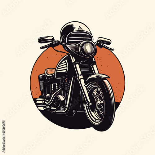 Vintage retro classic motorcycle logo badge illustration photo