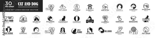 Dog Cat Pet Shop icon set Vector Logo design .This logo could be use as logo of pet shop, pet clinic