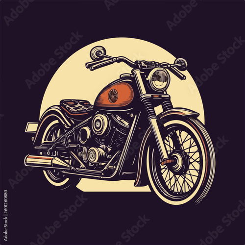 Vintage retro classic motorcycle logo badge illustration