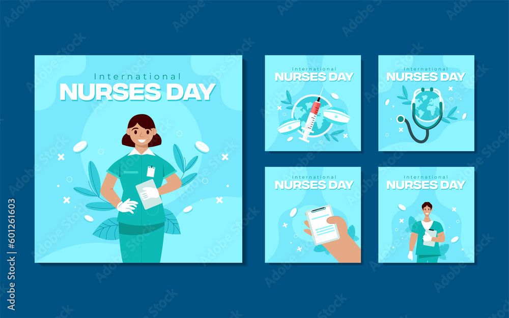 set icon May 12th with happy International Nurses Day concept. illustration of a nurse wearing a surgical mask, stethoscope and medicine on a blue and white background. set icon May 12th with happy International Nurses Day concept. illustration of a nurse wearing a surgical mask, stethoscope and medicine on a blue and white background.
