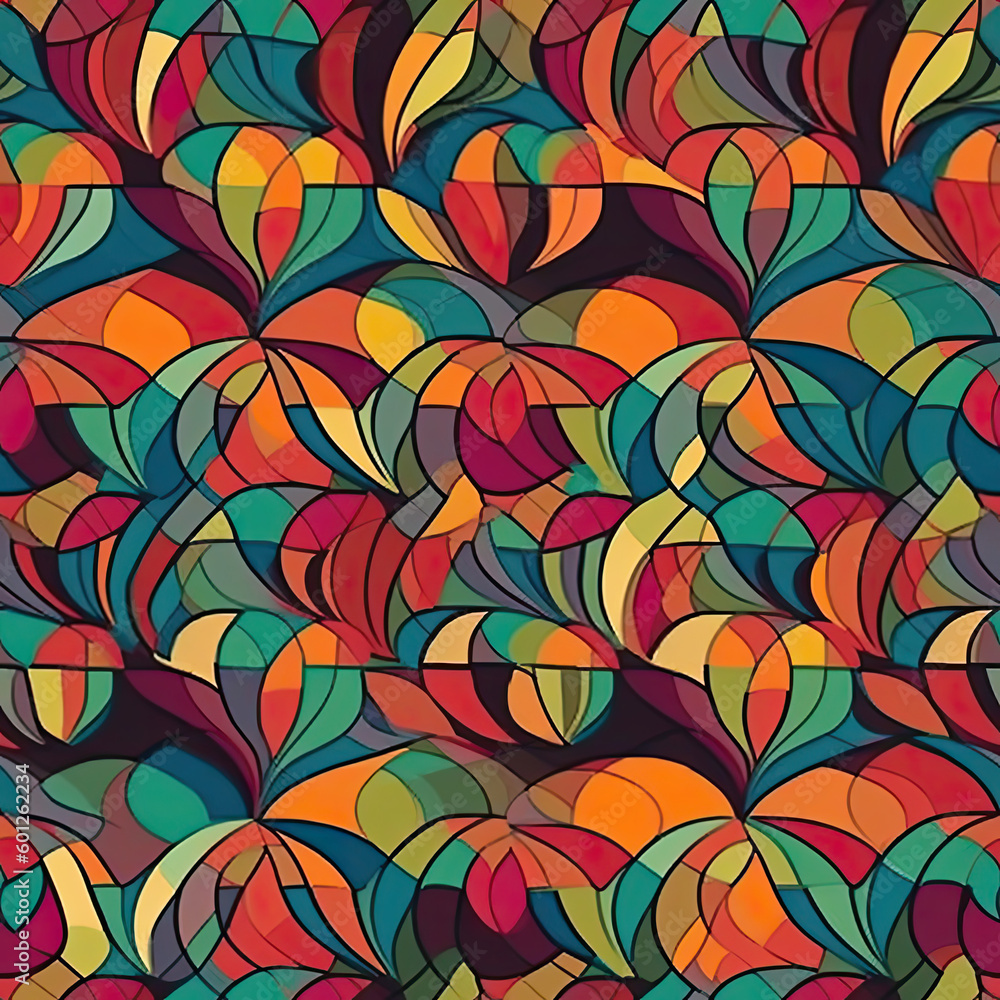 Abstract Seamless Colorful Stained Glass Summer Pattern Texture Generative AI